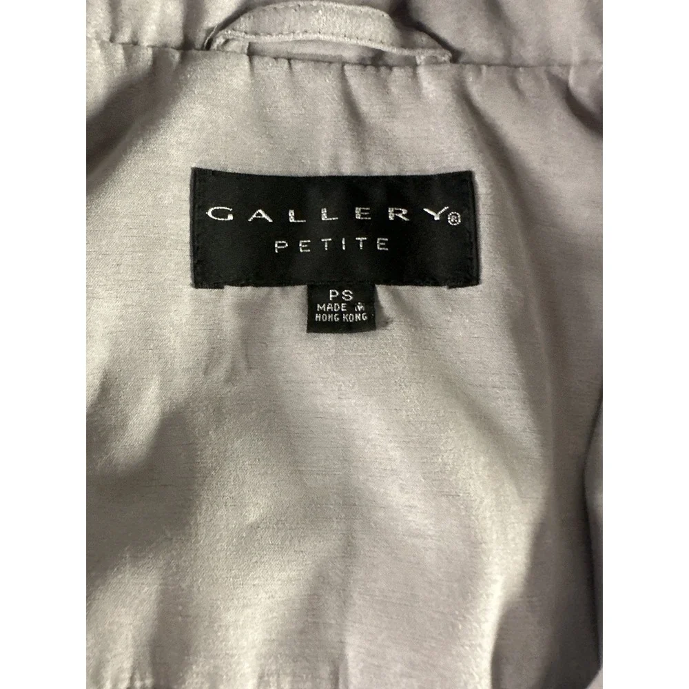 VTG Gallery Petite‎ Faux Suede Hooded Jacket PS Purple Zip Button Parka 90s